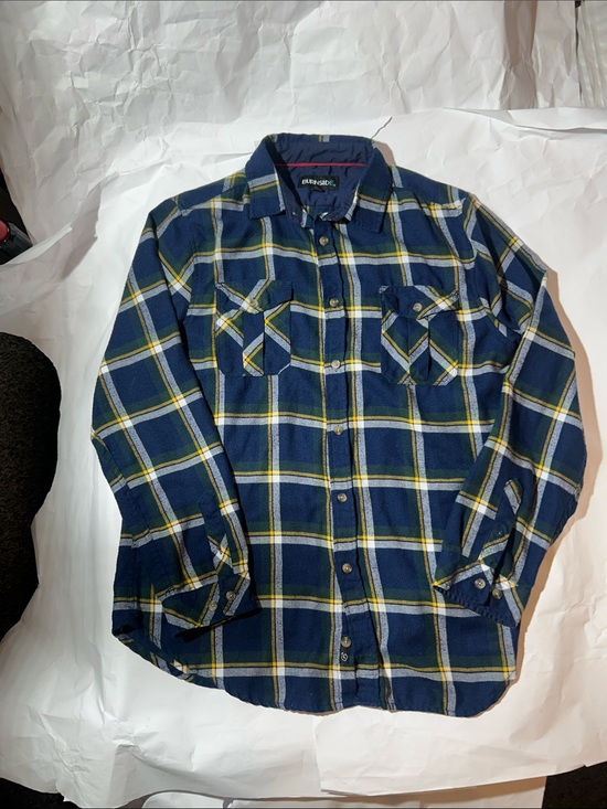 burnside Other - Burnside Brushed Plaid Flannel Shirt - Navy/Yellow -